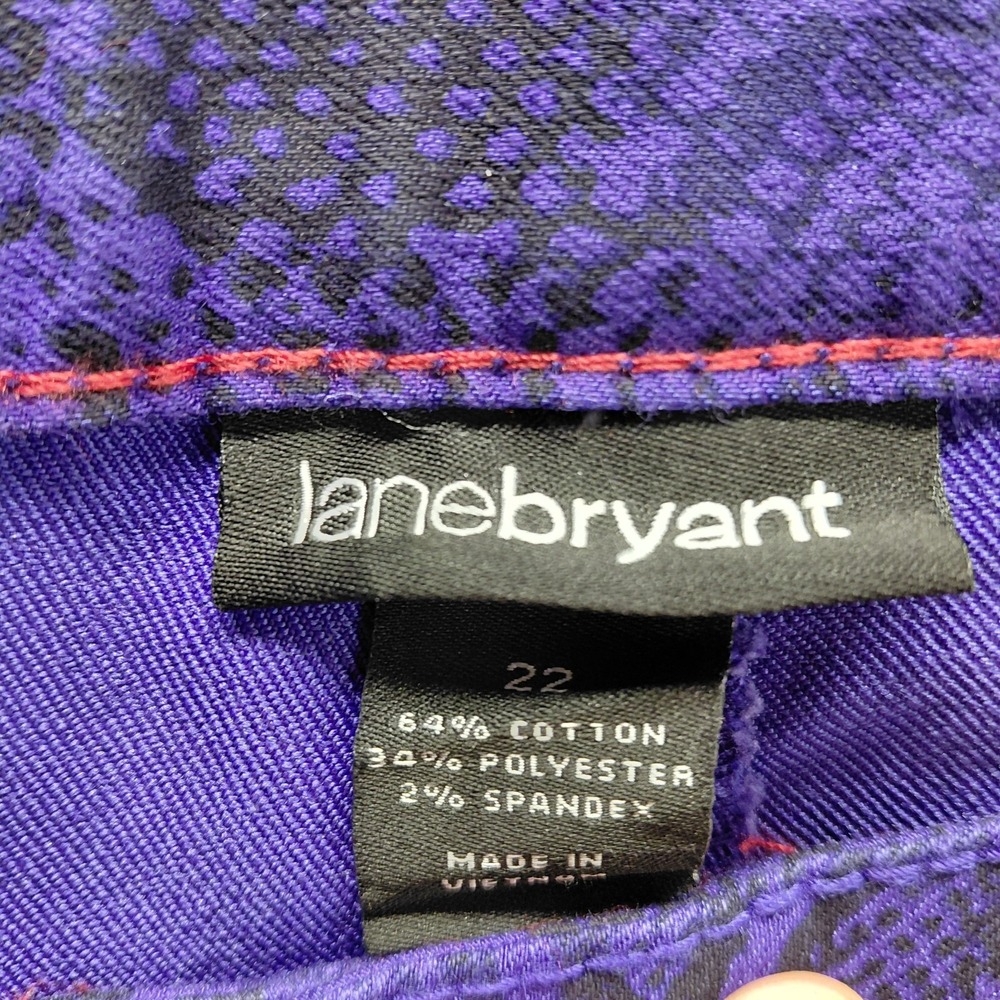 Lane Bryant Size 22 Skinny Jeans Snake Print Purple Black Stretch Pants 42x29.5 - Picture 4 of 12